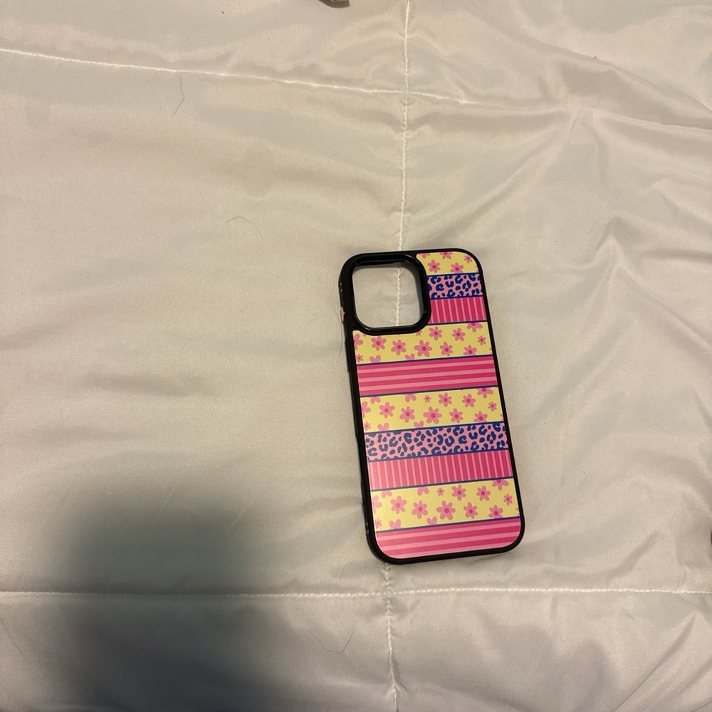 Floral and Leopard Pattern Phone Case - Pink and Blue